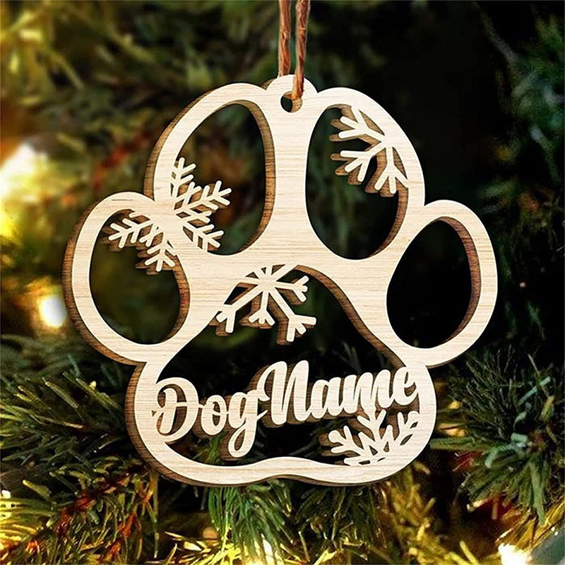 Aangepaste houten naamplaat kerstboomversiering cadeau voor hond