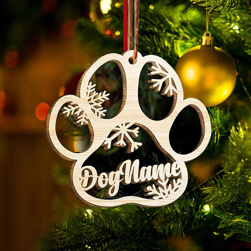 Aangepaste houten naamplaat kerstboomversiering cadeau voor hond