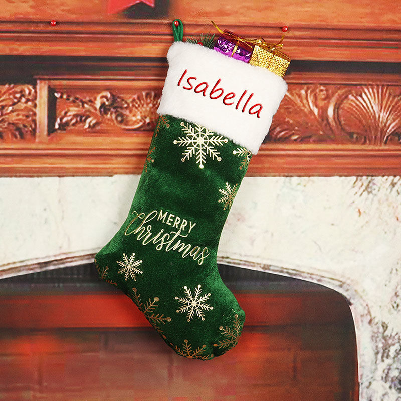 Chaussette de Noël personnalisée rouge Joyeux Noël avec nom personnalisé