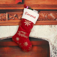 Chaussette de Noël personnalisée rouge Joyeux Noël avec nom personnalisé