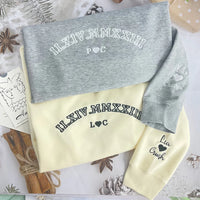 Sweat à capuche ras du cou personnalisé avec chiffres romains brodés, cadeaux personnalisés pour couples