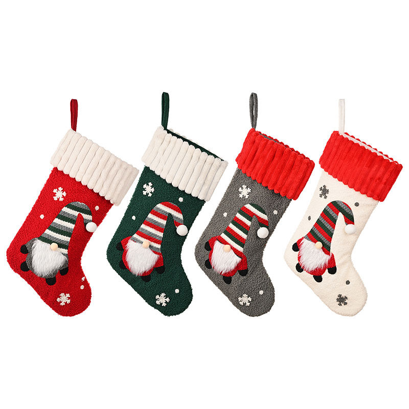 Bas de Noël tricotés personnalisés avec flocon de neige nain