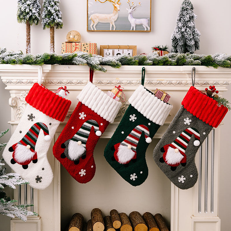 Bas de Noël tricotés personnalisés avec flocon de neige nain