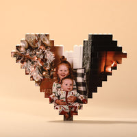 Gepersonaliseerde bouwsteenpuzzel Gepersonaliseerd hartvormig fotoblok