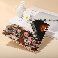 Gepersonaliseerde bouwsteenpuzzel Gepersonaliseerd hartvormig fotoblok