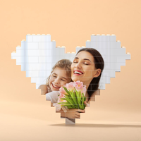 Gepersonaliseerde bouwsteenpuzzel Gepersonaliseerd hartvormig fotoblok