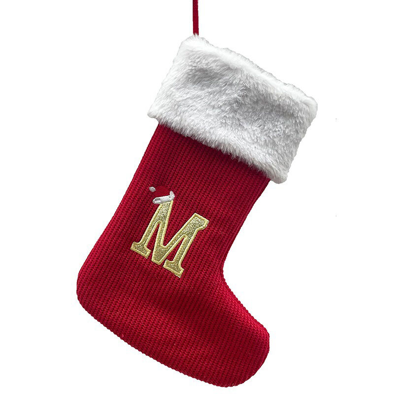 Chaussette de Noël personnalisée avec initiales et bonnet de Père Noël, cadeau de Noël
