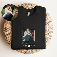 Cadeaux de Noël Sweat-shirt brodé personnalisé Portrait Lecteur de musique Couple Cadeau de famille