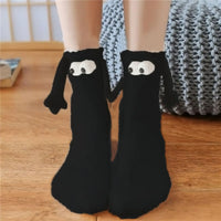 Chaussettes simples main dans la main avec motif de grands yeux, cadeau amusant pour les couples