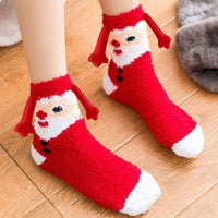 Schattige magnetische sokken met hartjespatroon, hand in hand, warm cadeau voor koppels