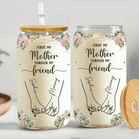 Mug en verre personnalisé avec couvercle et paille, cadeau chaleureux pour maman « Forever My Friends »