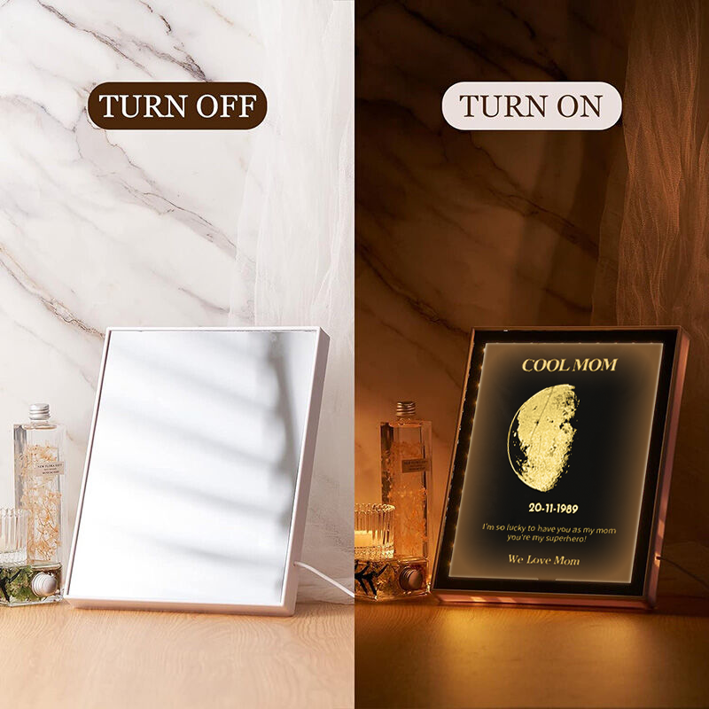 Lampe miroir photo personnalisée avec phases de lune, cadeau intéressant pour la famille