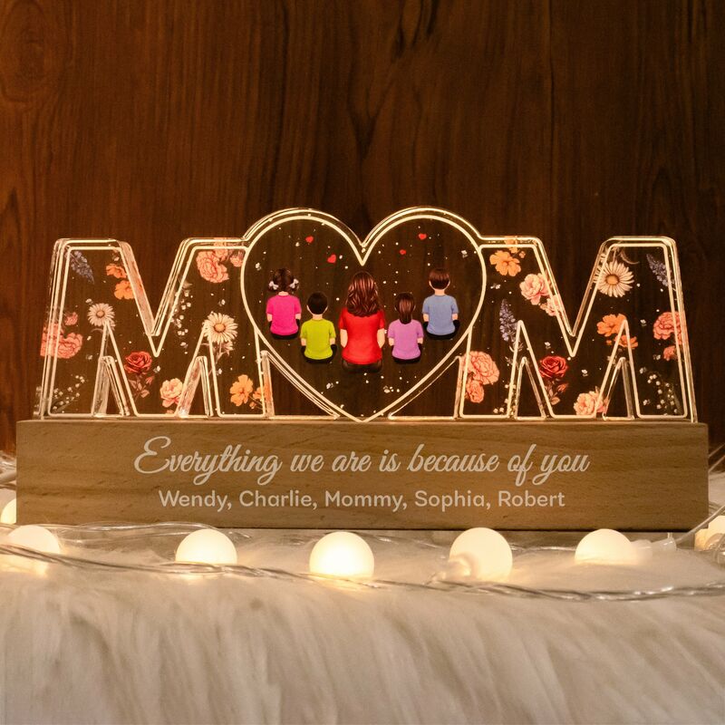 Gepersonaliseerde acryl letterlamp, gepersonaliseerd kindergroepscadeau voor moeder