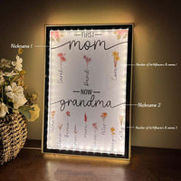Lampe miroir personnalisée avec nom et fleur de naissance, beau cadeau pour maman