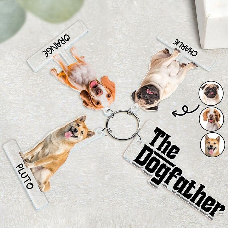 Porte-clés photo personnalisé en acrylique pour animaux de compagnie mignons