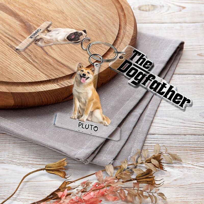 Porte-clés photo personnalisé en acrylique pour animaux de compagnie mignons