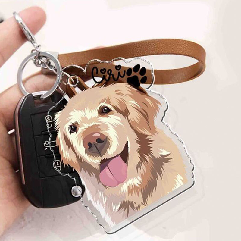 Gepersonaliseerde acryl foto sleutelhanger, warm cadeau voor dierenliefhebbers