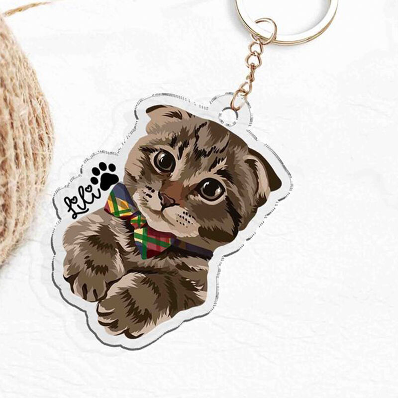Gepersonaliseerde acryl foto sleutelhanger, warm cadeau voor dierenliefhebbers