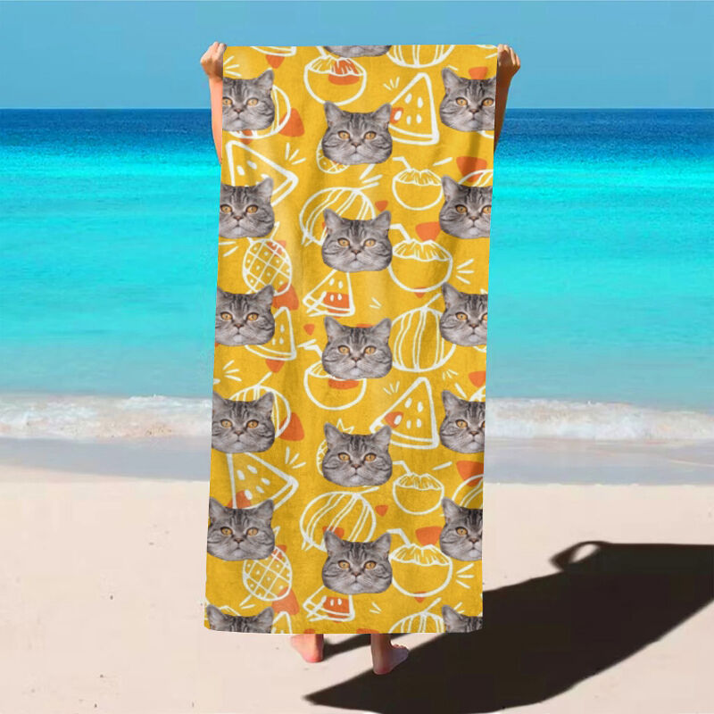 Gepersonaliseerde fotobadhanddoek, strandhanddoek met ananaspatroon, leuk cadeau voor een vriend