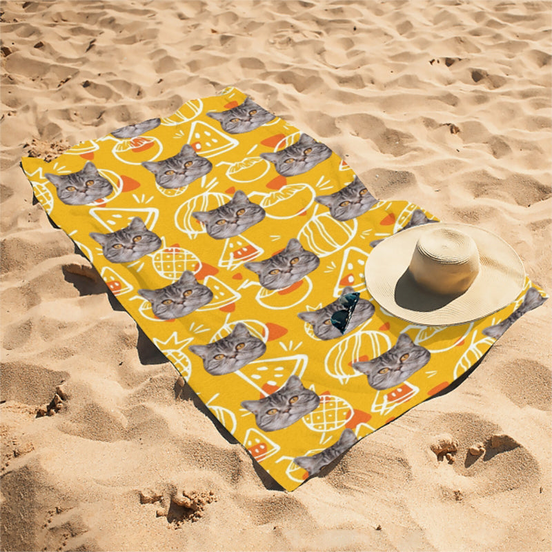 Gepersonaliseerde fotobadhanddoek, strandhanddoek met ananaspatroon, leuk cadeau voor een vriend