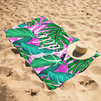 Gepersonaliseerde badhanddoek strandlaken met naam en groene bladeren Leuk cadeau voor een vriend