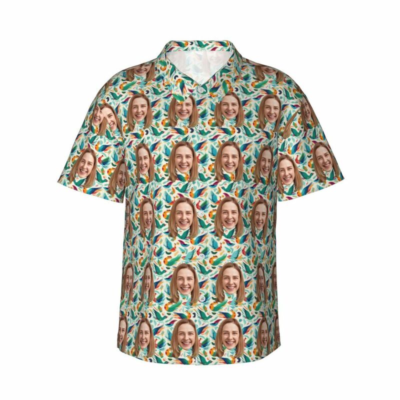 Gepersonaliseerd Hawaiiaans shirt met vogelprint in tropische stijl voor heren