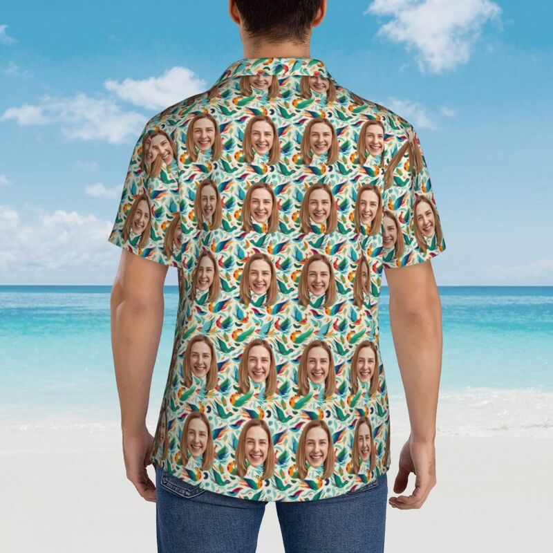 Gepersonaliseerd Hawaiiaans shirt met vogelprint in tropische stijl voor heren