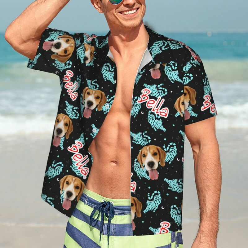 Chemise personnalisée avec votre propre photo Chemise hawaïenne unisexe Cadeau pour les amoureux des animaux