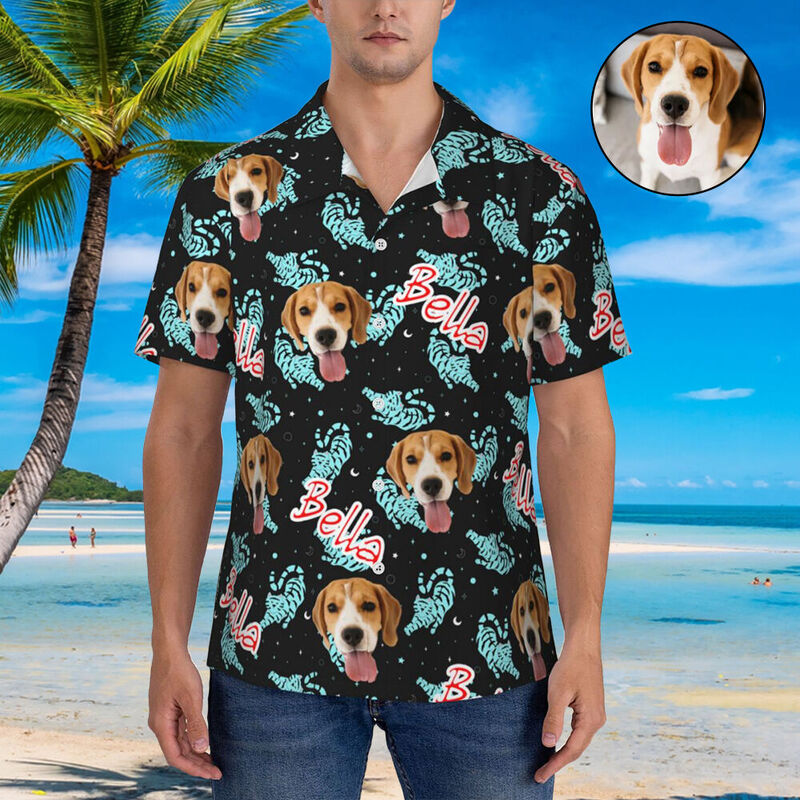 Chemise personnalisée avec votre propre photo Chemise hawaïenne unisexe Cadeau pour les amoureux des animaux