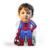 Gepersonaliseerde Bobblehead acryl standaard met aangepaste kinderfoto en Spiderman-ontwerp, aantrekkelijk cadeau voor kinderen