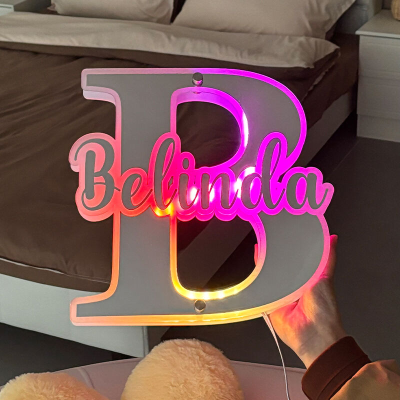 Lampe miroir personnalisée avec nom et initiales personnalisés, cadeau de Noël sympa