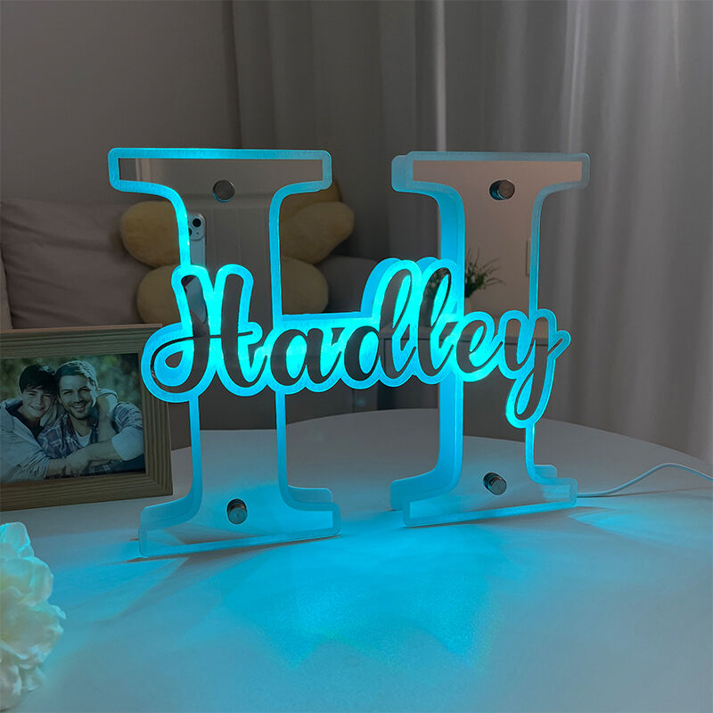 Lampe miroir personnalisée avec nom et initiales personnalisés, cadeau de Noël sympa