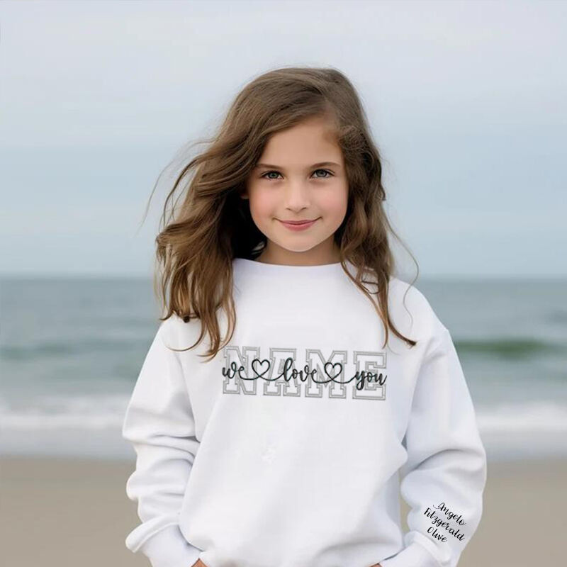 Sweat-shirt personnalisé pour enfants avec nom et nom de famille brodés Cadeaux chaleureux pour les enfants
