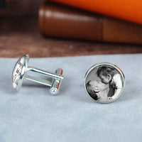 Boutons de manchette personnalisés Je t'ai aimé en premier Design photo en tons gris Cadeau parfait pour cher papa