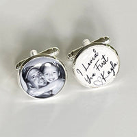 Boutons de manchette personnalisés Je t'ai aimé en premier Design photo en tons gris Cadeau parfait pour cher papa