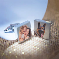 Gepersonaliseerde vierkante manchetknoop Eigen fotoontwerp Betekenisvol uniek cadeau voor hem vader