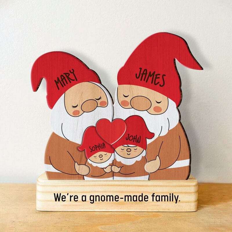 Puzzle familial personnalisé en bois représentant le Père Noël, joli cadeau pour Noël