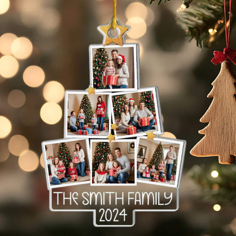 Gepersonaliseerde kerstboomversiering, meerdere gepersonaliseerde foto's, romantische cadeaus voor haar