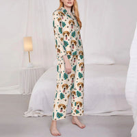Personalisierter Pyjama mit individuellem Haustierfoto, Palmwedel, sauberes Frühlingsdesign, tolles Geschenk für Tierliebhaber