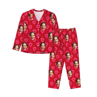 Pyjama personnalisé avec photo personnalisée, motif cœur rouge brillant, cadeau attrayant pour elle