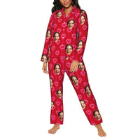 Pyjama personnalisé avec photo personnalisée, motif cœur rouge brillant, cadeau attrayant pour elle