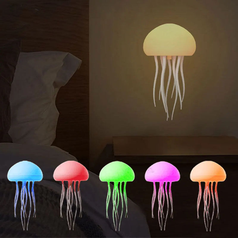 Kleurrijke kwallenlamp met kleurverloop en spraakgestuurd ontwerp, creatief cadeau voor kinderen
