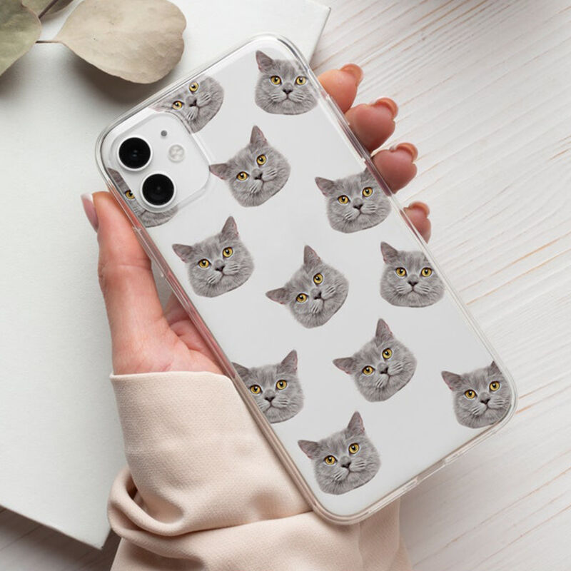Gepersonaliseerd telefoonhoesje met een foto van een dierenkop voor dierenliefhebbers