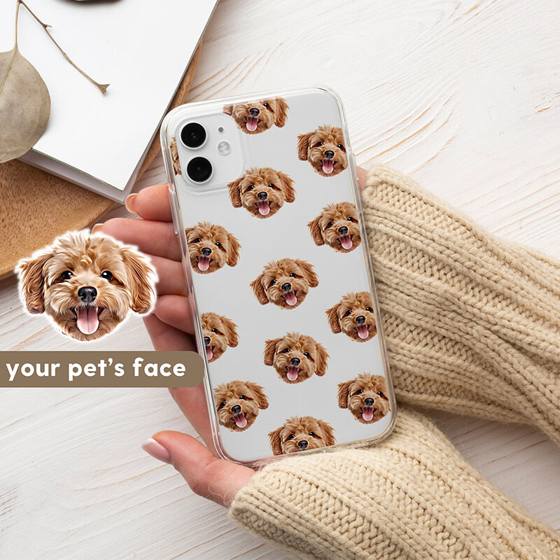 Gepersonaliseerd telefoonhoesje met een foto van een dierenkop voor dierenliefhebbers