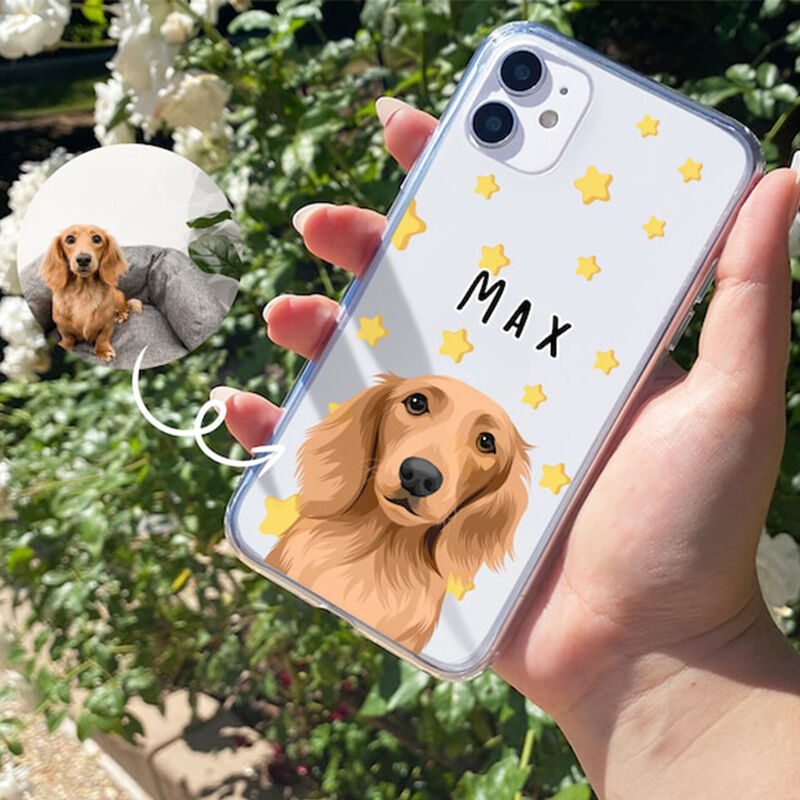 Gepersonaliseerde telefoonhoes met foto van huisdier, schattig en modieus cadeau