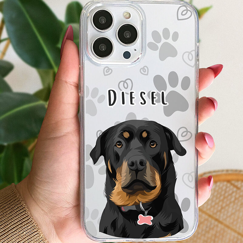 Gepersonaliseerde telefoonhoes met foto van huisdier, schattig en modieus cadeau