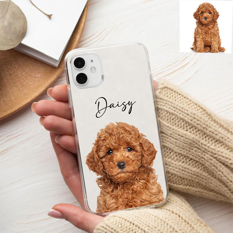 Gepersonaliseerde telefoonhoes met gepersonaliseerde foto van een huisdier, leuk cadeau voor Kerstmis