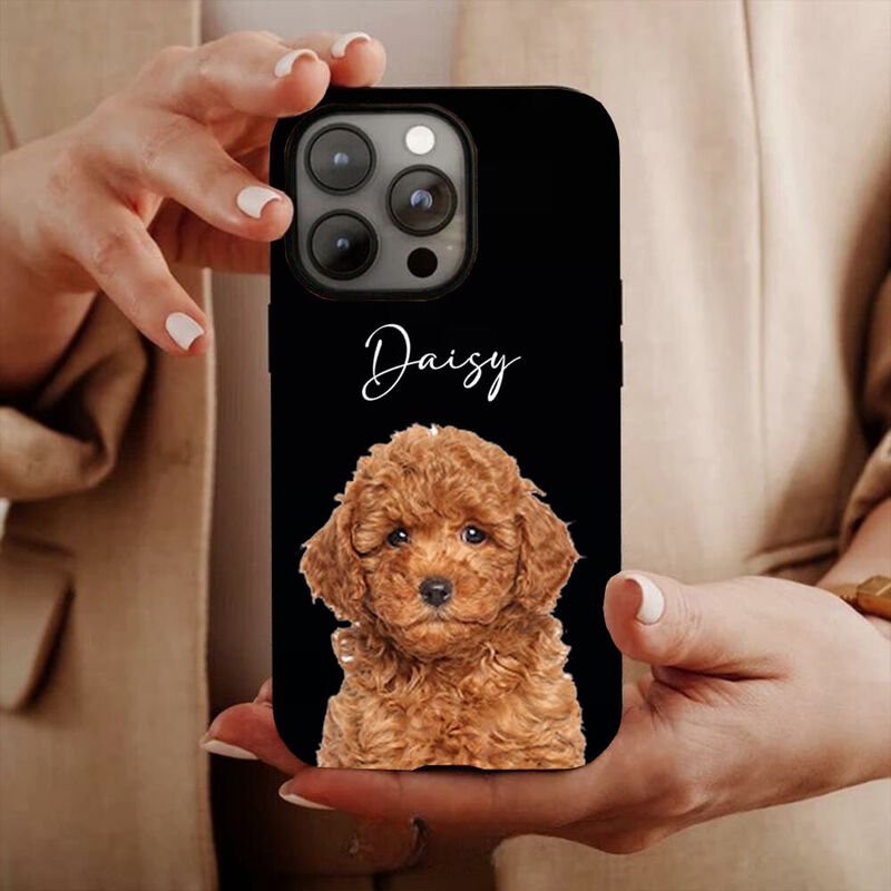 Gepersonaliseerde telefoonhoes met gepersonaliseerde foto van een huisdier, leuk cadeau voor Kerstmis