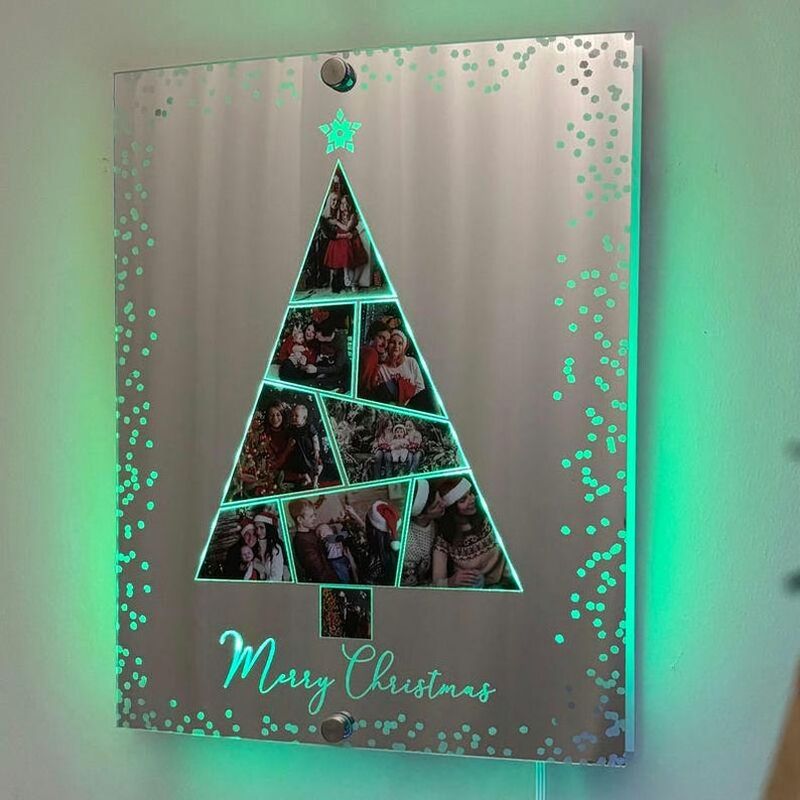 Miroir lumineux personnalisé pour sapin de Noël, noms de famille personnalisés, décoration d'intérieur amusante