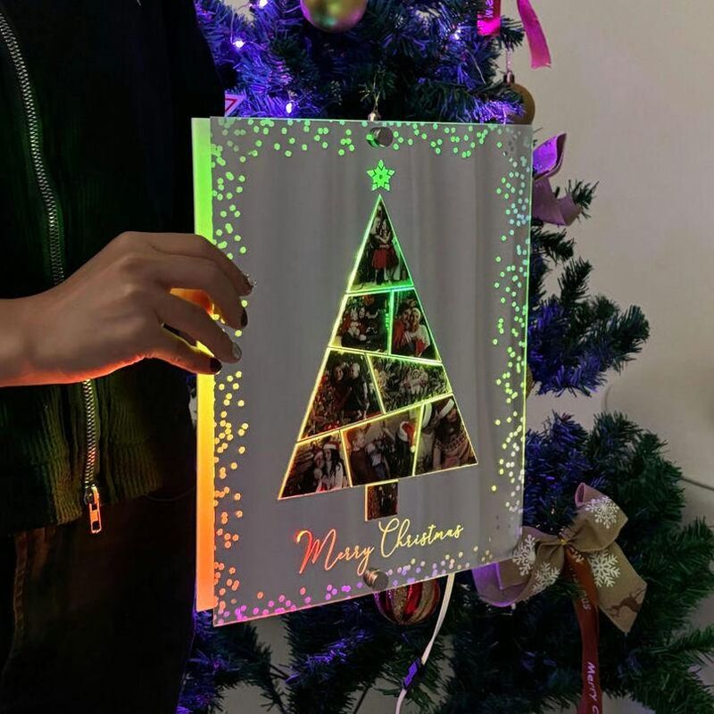 Miroir lumineux personnalisé pour sapin de Noël, noms de famille personnalisés, décoration d'intérieur amusante